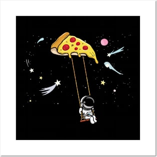 spaceman pizza slice fast food astronomy Posters and Art